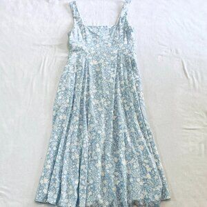 Joie dress Women's 8 blue cream linen floral bra-friendly midi maxi vacation